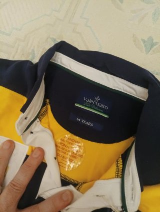 Polo Vale Talla L Rayas Azul/Amarillo