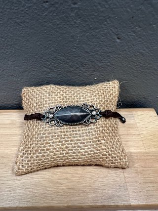 Pulsera Plata Envejecida Diseño Ovalado