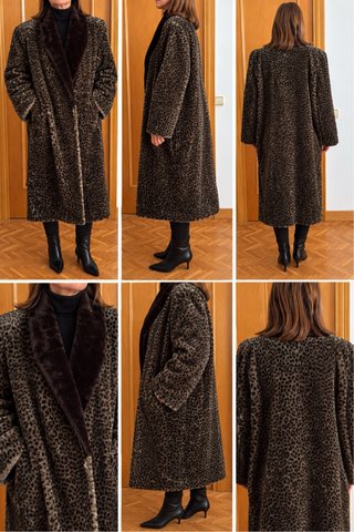 Elegante abrigo Largo Vintage de pelo