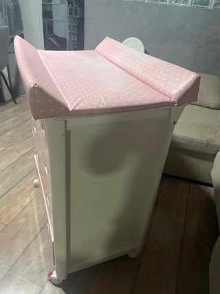 Cambiador bañera bebé niña rosa lunares