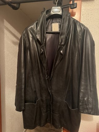 Chaqueta de Piel Vintage Negra Talla XL
