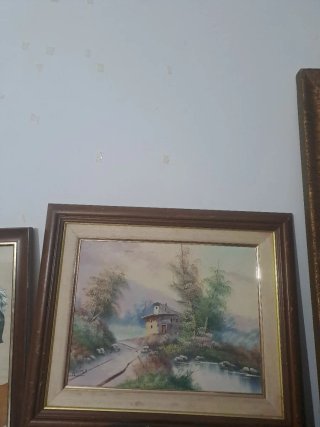 Óleo sobre lienzo: Casa en el bosque