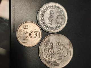 Lote 3 Monedas Rumanía 5, 15 y 25 Bani