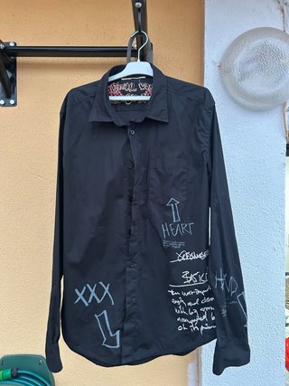 Camisa Hombre Desigual Negra con Dibujos