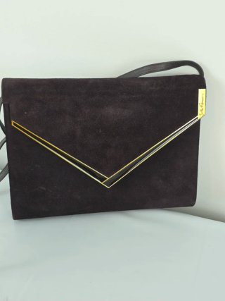 Borsetta vintage pelle scamosciata marrone