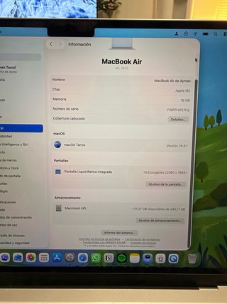 MacBook Air M2 16GB/256GB Plata