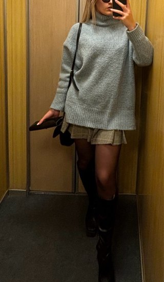 Maglione collo alto I Am grigio azzurro taglia uni