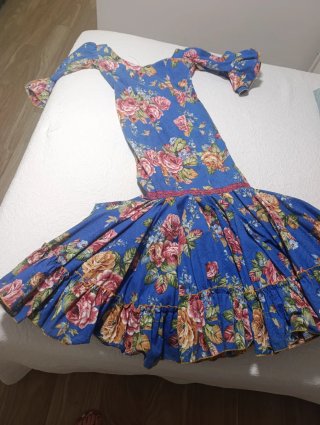 Vestido de flamenca azul estampado
