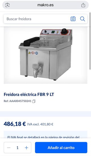 Freidora eléctrica Makro FBR 9 LT