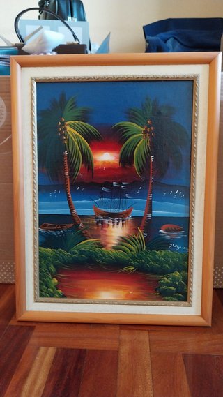 Cuadro Tropical con Marco de Madera