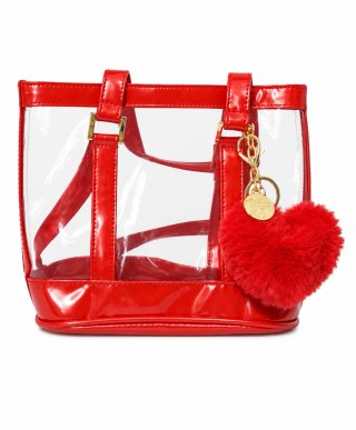 Borsetta trasparente con cuore rosso