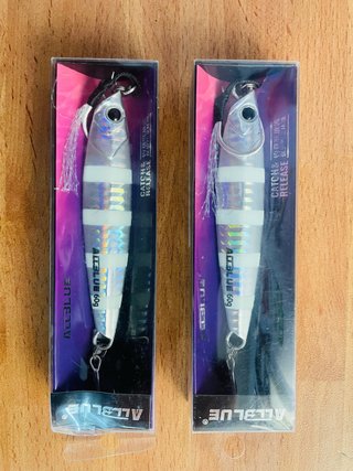 2 Jigs nuevos Pesca Allblue 60gr Plata Cebra