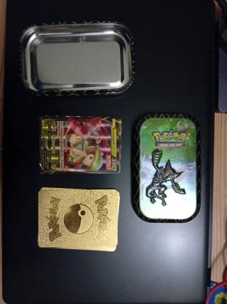 20 Cartas Pokémon Doradas con Lata