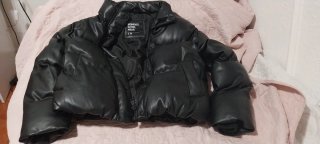 Cazadora polipiel negra mujer