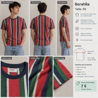 Camiseta Bershka rayas verticales Talla XS