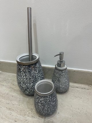Set de Baño Mosaico Plateado