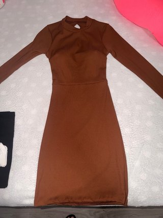 Vestido marrón manga larga