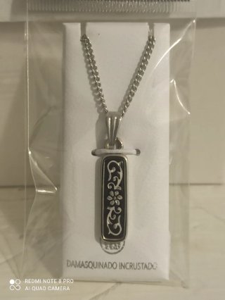 Collar y colgante damasquinado en plata