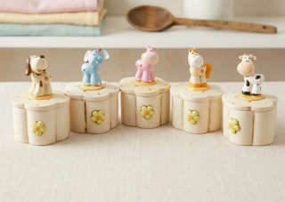 Set 5 Portagioie Animali Ceramica