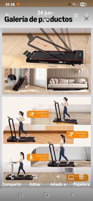 Cinta de correr plegable CitySports 2 en 1 con in