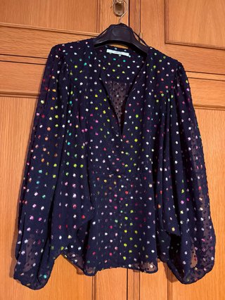 Blusa Uterqüe gasa lunares multicolor talla M