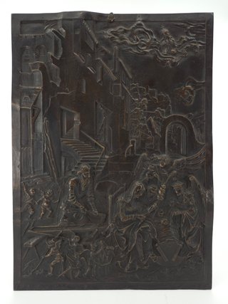 Placca Bronzo XVII Secolo Sacra Famiglia Dürer