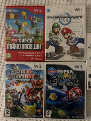 4 Juegos Wii: Mario Bros, Kart, Galaxy y Smash