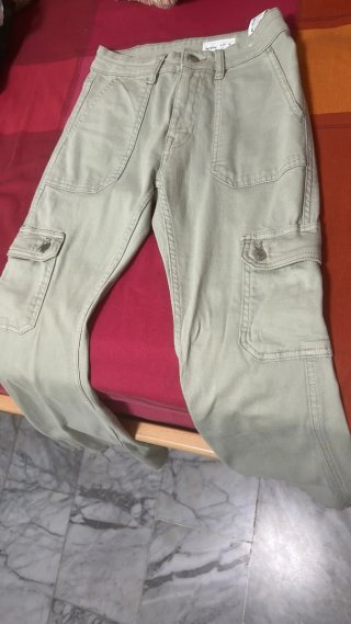 Pantalones Largos Beige Zara Talla S