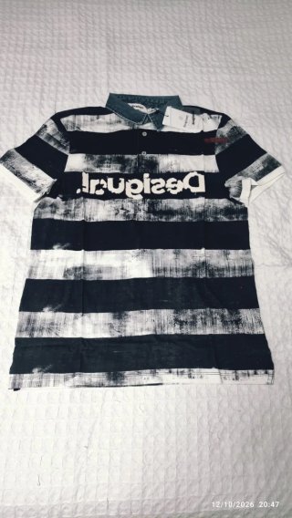 Polo Desigual Rayas Blanco y Negro para hombre