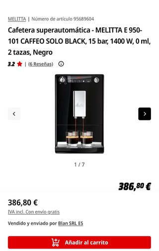 Cafetera Superautomática Melitta Cafeo Solo