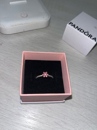 Anillo Pandora Flor Rosa y Plata