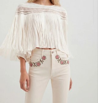 Blusa Desigual con Flecos Estilo Boho
