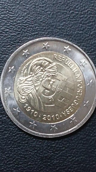 Moneda 2 Euros Conmemorativa Portugal 1910-2010