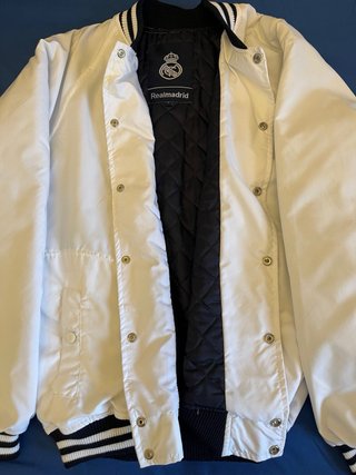 Chaqueta Bomber Real Madrid Oficial Blanca Talla L