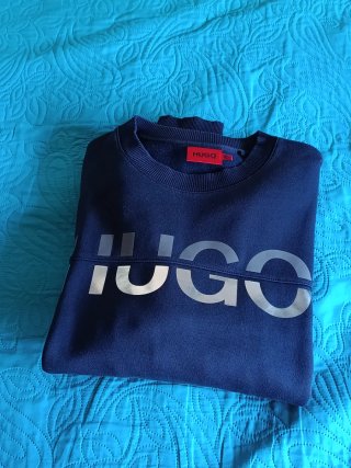 Sweatshirt Hugo azul escuro estampado homem L