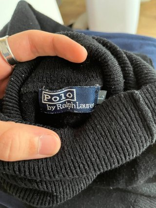 Jersey Polo Ralph Lauren cuello alto negro talla L