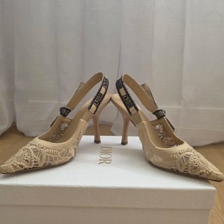 Dior J'Adior Beige Encaje Slingback Tacones