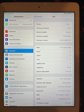 Apple iPad Air 1a Gen Argento