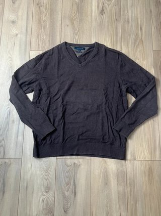 Jersey Tommy Hilfiger marrón cuello pico talla L