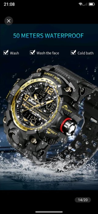 Reloj Sanda Deportivo Negro y Dorado