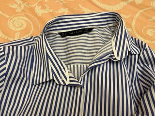 Camisa Entallada Zara Rayas Azul y Blanco