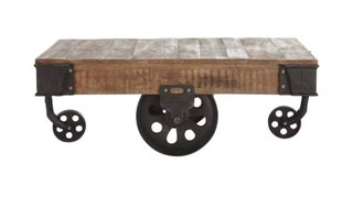 Mesa de centro industrial con ruedas