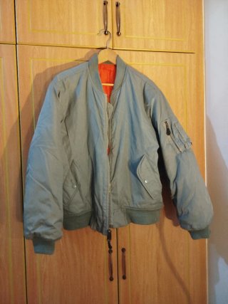 Cazadora Bomber Años 90 Verde Naranja