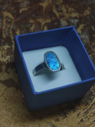 Anillo Plata 915 Ajustable Azul