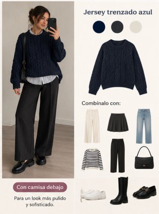 Jersey Trenzado Azul Stradivarius