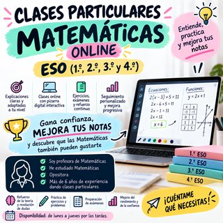 Clases particulares Matemáticas Online o Refuerzo