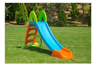 Tobogán acuático infantil azul y naranja