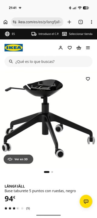 Base Silla Långfjäll Ikea Negra