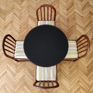 Conjunto mesa redonda extensible+cristal y 4sillas