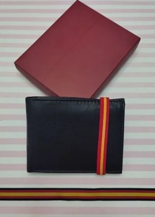 CARTERA MONEDERO PIEL CIERRE BANDERA + REGALO PULS